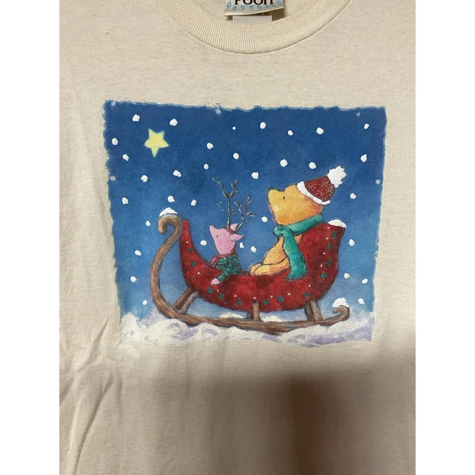 Camiseta Vintage Anos 90 Disney Winnie The Pooh Adulto L Creme Arte Rara Natal - Imagem 2 de 4