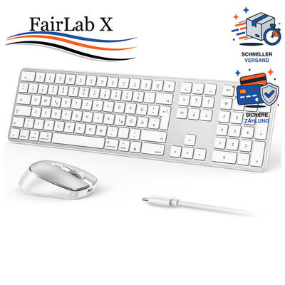 Kabelloses Tastatur Maus Set Wiederaufladbar DE Layout für Mac
