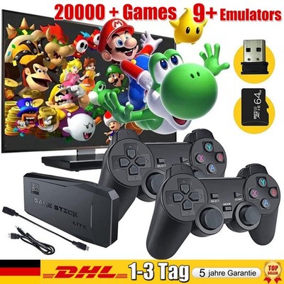 4K Retro Videospielkonsole 20000+ Spiele,USB TV-Stick mit 2x Kabellose Konsole