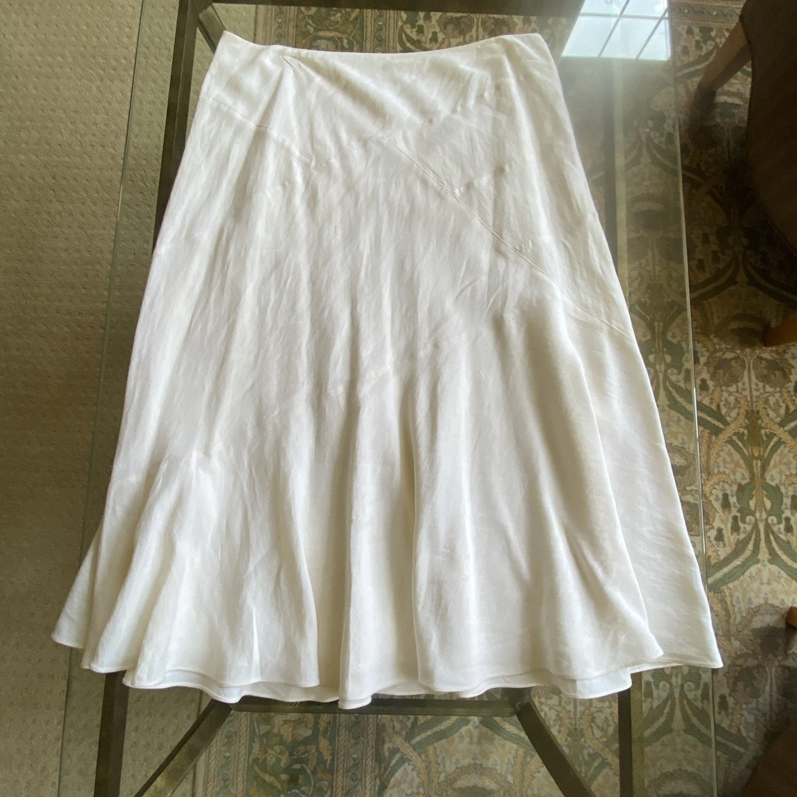 Charter Club Skirt Size 14 Y2K Vintage White Linen Silk Old Money Quiet Luxury