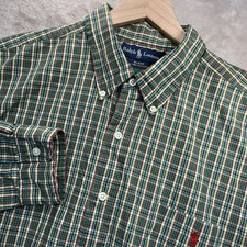 Ralph Lauren Blake Shirt Mens 2XL/XXL Two Ply Cotton Button Down Plaid VTG