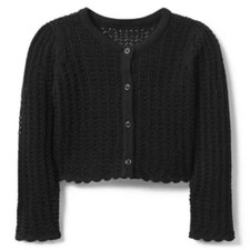 Janie and Jack Girl Black Eyelet Cardigan 3-6M