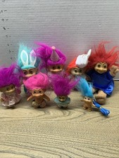 Vintage Lot Of 8 Russ Troll Dolls Birthday Pizza Surfer Bunny Baby