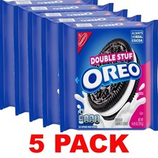 NABISCO OREO DOUBLE STUF Vanilla Creme Chocolate Sandwich Cookies 14.03oz 5 PACK