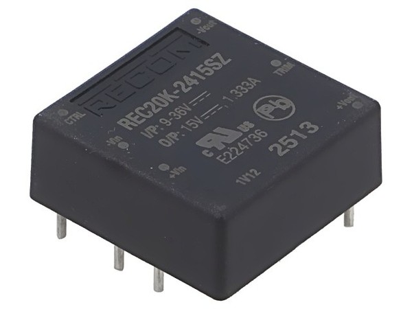 REC20K-2415SZ Wandler: Dc/Dc 20W Ueing: 9-36VDC Uausg: 15VDC Iausg: 1333Ma Recom-image