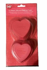 NEW Wilton Heart Silicone Baking Cups. Set of 12. Reusable, Dishwasher Safe