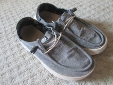 Hey Dude Wendy Peak Woven Charcoal Slip On Loafer Shoes - Size 9 Women s EU 40
