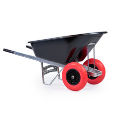 KCT BIG BLACK WHEELBARROW XL 160L TWIN WHEEL LARGE BUILDERS STABLE YARD BARROW