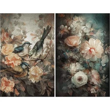 Vintage Bird Floral #4 | A4 Mulberry Rice Paper | Paper for Decoupage