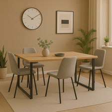 Narrow Dining Table Industrial Dining Room Slim Table Black Steel Leg Oak Loft