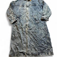 Vintage Essentials International Acid Wash Denim Trench Duster XL Work Barn Coat