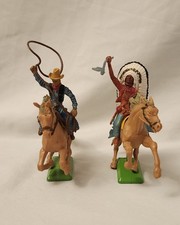 VTG Britains LTD 1971 Detailed Wild West MOUNTED Cowboy And Native Chief Set