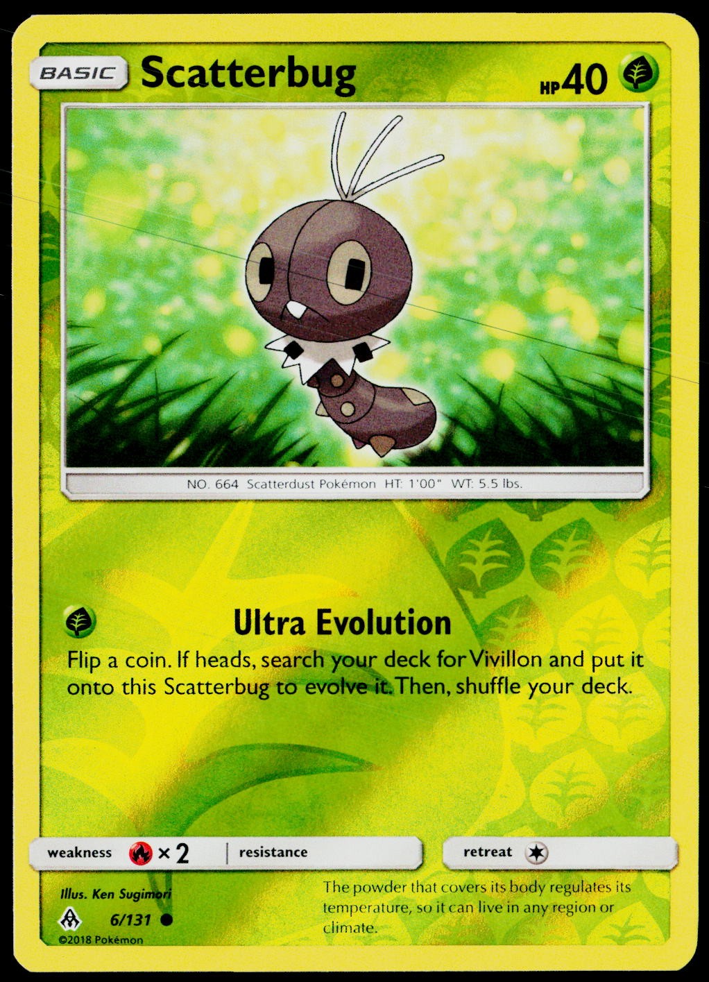 Scatterbug 6/131 Common Forbidden Light Pokemon Reverse Holo Near Mint