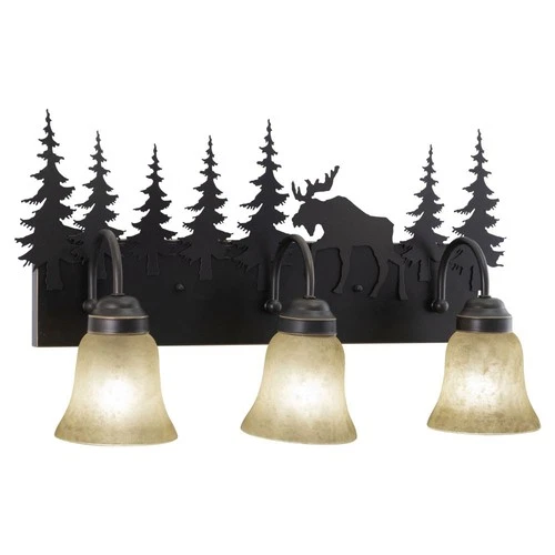 Yellowstone 3-Light Bathroom Light in Rustic Style 13.75 Inches Tall and 24.75 - Picture 1 of 4
