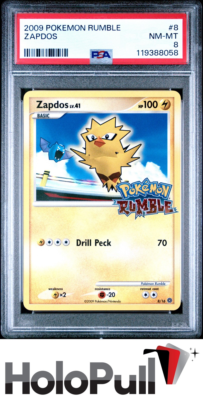 Pokémon TCG 2009 Pokemon Rumble Zapdos #8 PSA 8
