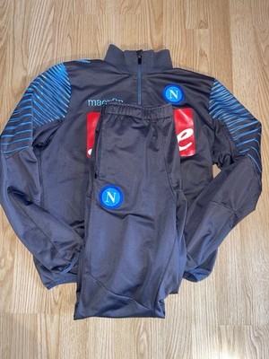 Macron SSC Napoli Lete Sweatjacke grau/blau Gr. S Half-Zip Trainingsanzug