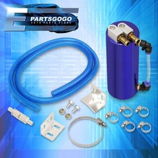 Turbo Universal Oil Catch Can Tank Blue Billet Aluminum Cylinder 350ml Fittings