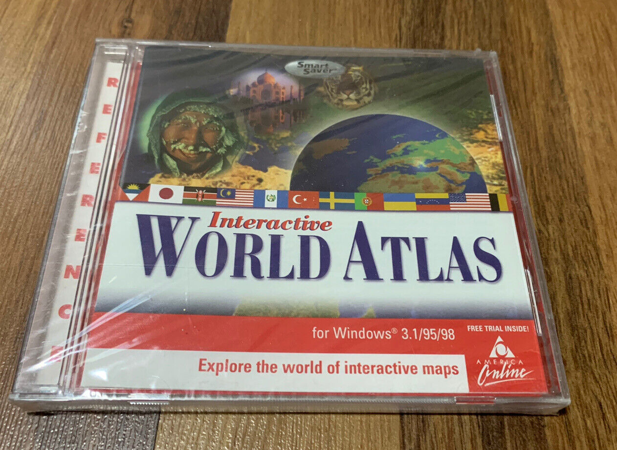 Interactive World Atlas (PC, 1999) New & Sealed Windows TLC Computer Software