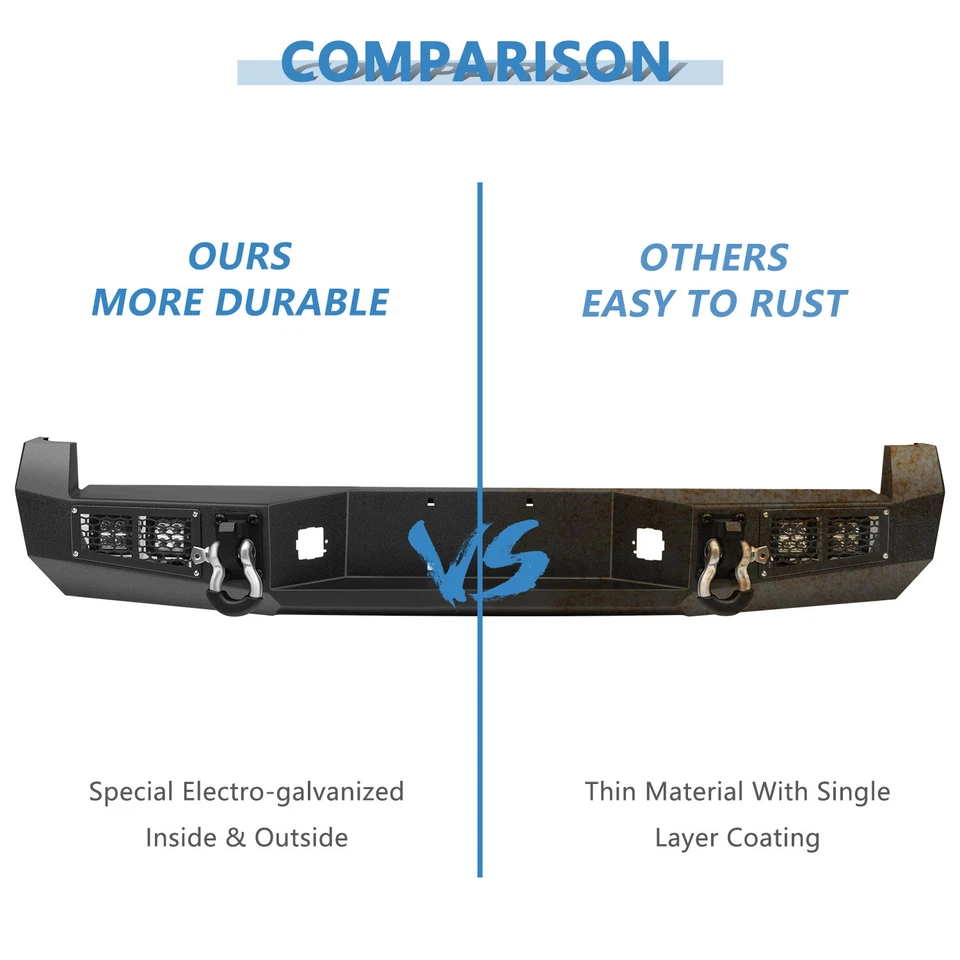 ECCPP Offroad Steel Rear Bumper w LED Lights D-rings For Toyota Tacoma 2005-2015 Foto 3 de 4