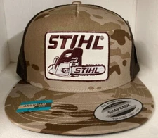 STIHL Chainsaw Camo SNAPBACK TRUCKER Hat Cap Classic Camouflage New!