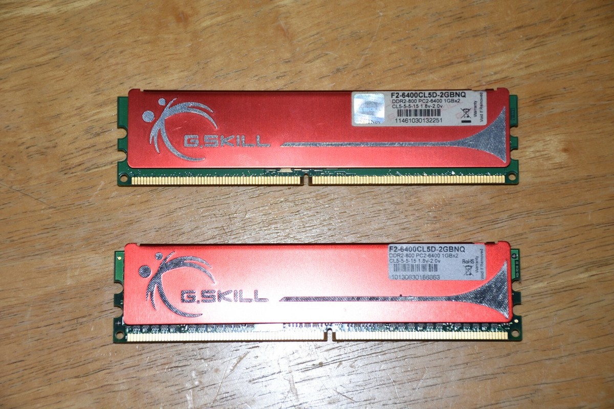 G.Skill PC2-6400 2GB 2x1GB DIMM 800 MHz DDR2 Memory F2-6400CL5D