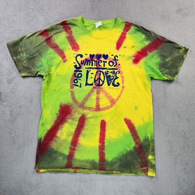 Summer Of Love Shirt Mens Large Yellow Green Red Tie Dye Peace San  Francisco