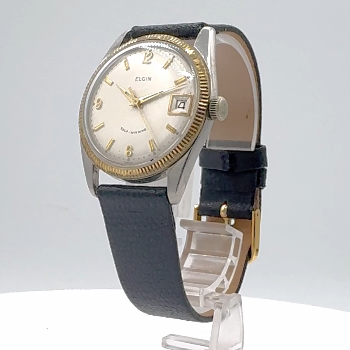 Vintage Elgin Fluted Bezel Men\'s Automatic Wristwatch 792 Steel & Gold Tone Elgin 909 Men main image 4