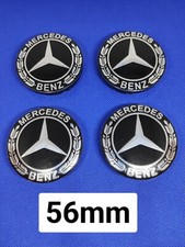 4 Logo Emblème Mercedes Jante Cache Moyeu Centre De Roue Insigne Noir 56mm