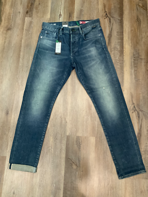 G Star Raw Jeans 3301 Slim Selvedge Japanese Stretch Distressed 