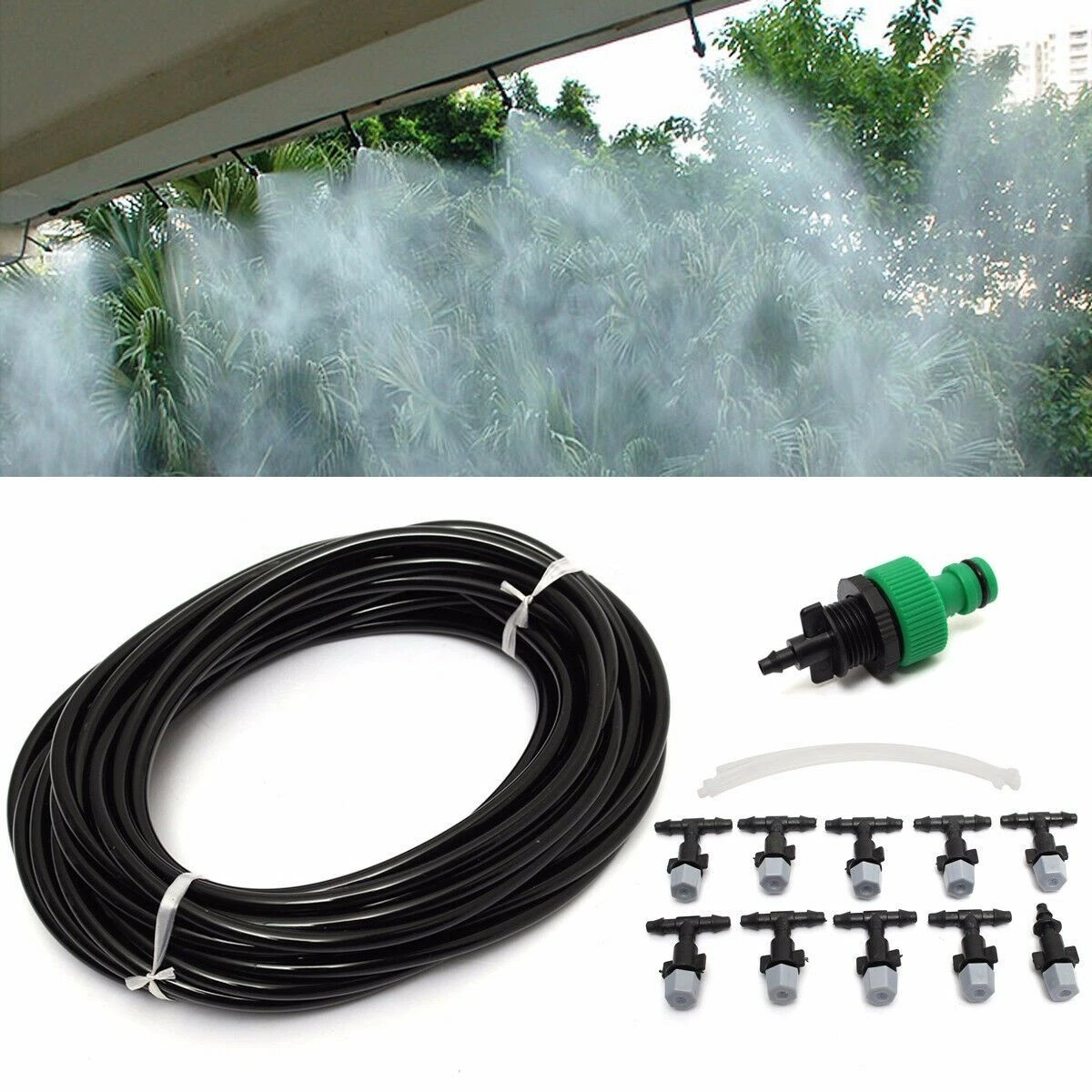 10M Garden Patio Air Misting Cooling System Water Mister Nozzle Spray Sprinkler