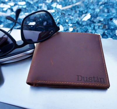 Engraved Custom Leather Wallet, Handmade Custom Men Wallet gift!Ship from USA