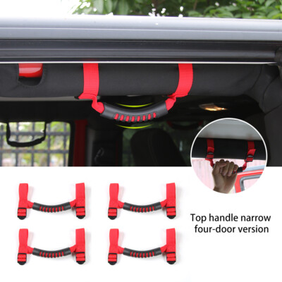 #ad 4x Top Roll Bar Grab Handles Grip Wide For Jeep Wrangler CJ YJ TJ JK JK JL Red $14.49