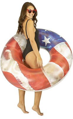 PoolCandy Stars and Stripes American Flag Pool Tube Swim Ring 48 Inch