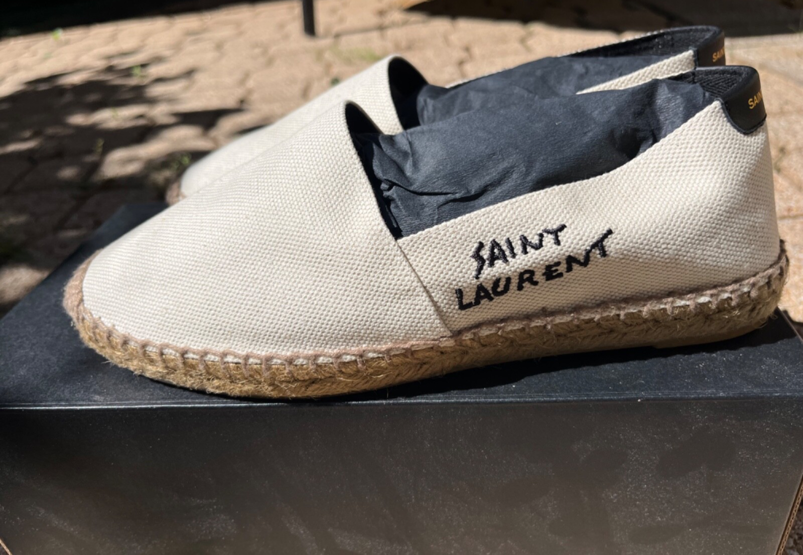 SAINT LAURENT Ballerine espadrillas YSL donna in pelle punta tonda bianche taglia 38 7 5