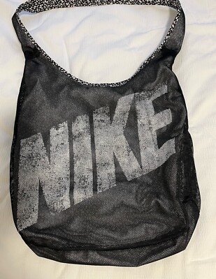 Nike Graphic Reversible Tote Black White Mesh Floral Shoulder