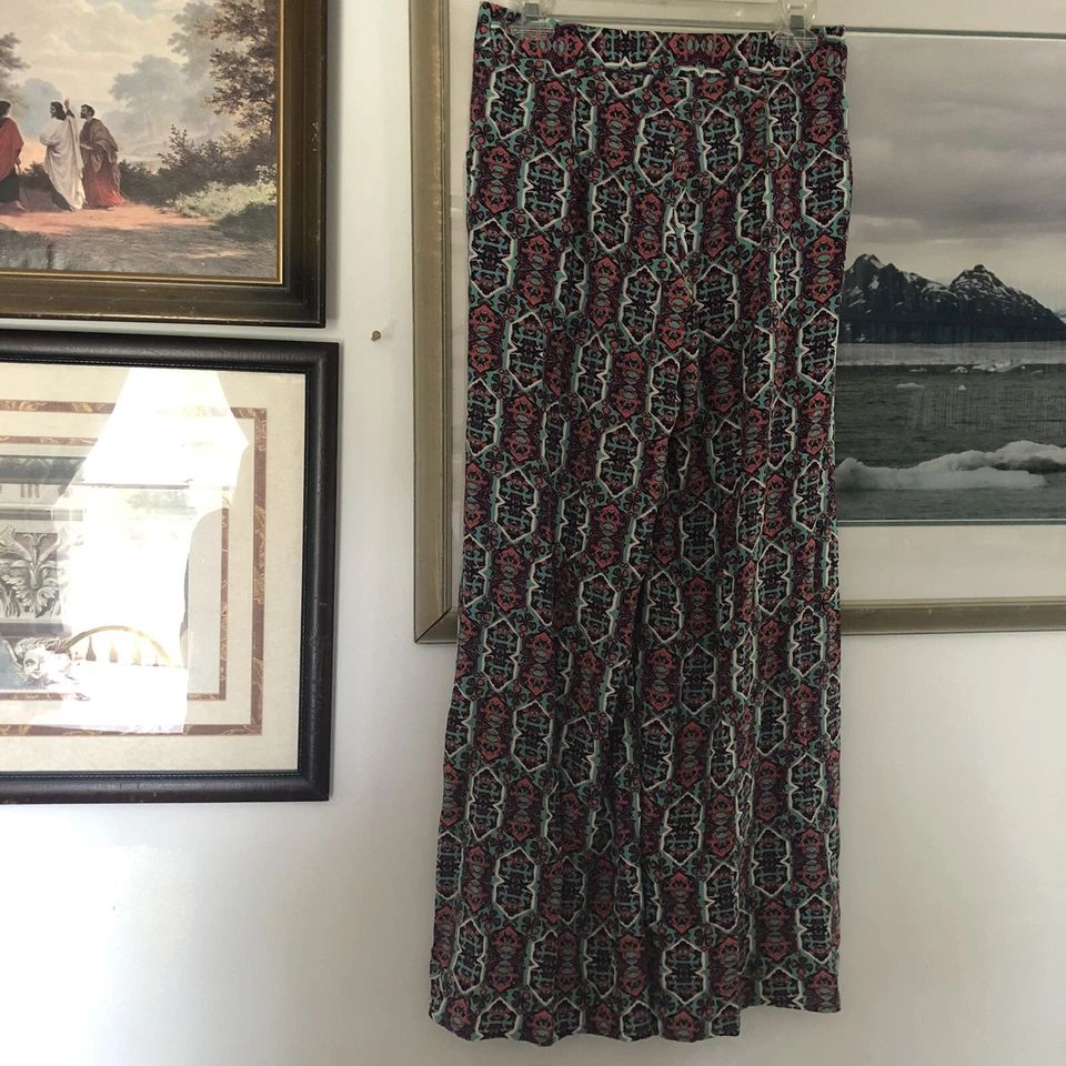 Pantalones Palazzo Anthro Elevenses Rosa Azul Southshore Pierna Ancha 00 A3102 Foto 4 de 4