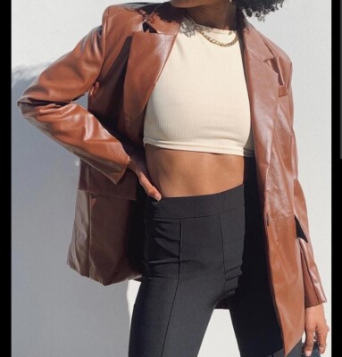 Princess Polly Jocelyn Faux Leather Blazer Jacket Size XS/S NWT 