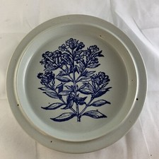 Dansk Blue Flower Dinner Plate Rimmed Gray Floral 10.5" Japan Botanical