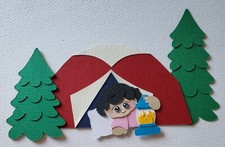 Camping Tent Girl Black Hair. Scrapbook, Card Making Paper Piecing