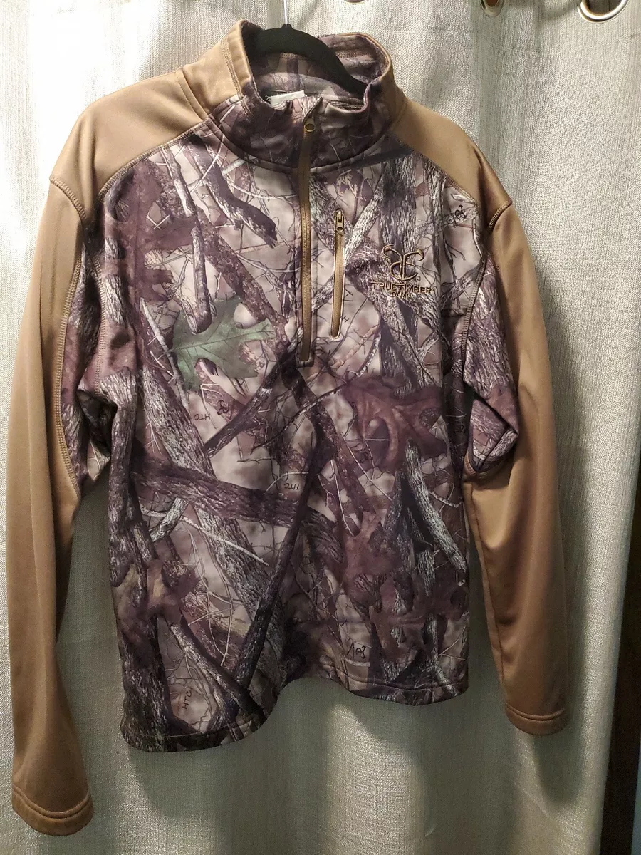 True Timber Mens Camo Jacket 1 4 Zip Brown Pullover Adult Large