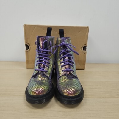Dr.Martens / PASCAL/ブーツ/UK7/パープル/レザー Dr Martens 1460 Pascal Iridescent Purple Pink Soft Leather Mermaid