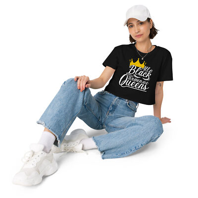 Black Women Queens Crop Top Shirt for Women