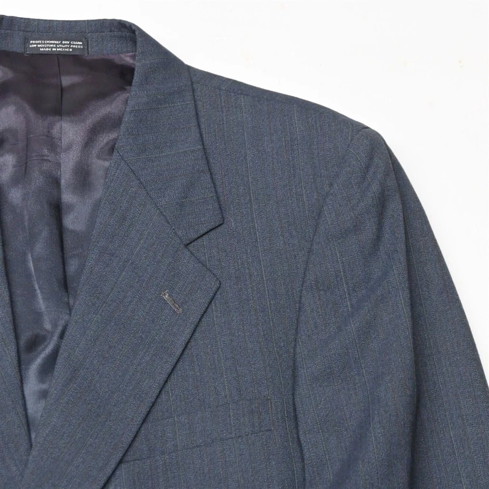 Vtg 90s Evan Picone 40S 32x29 Blue Stripe 100% Wool Mens Jacket Pants Suit - Image 2 of 4