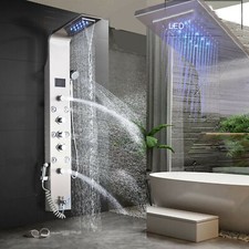 LED Shower Panel Tower System Rainfall Head Massage Body Jets Stainless steel