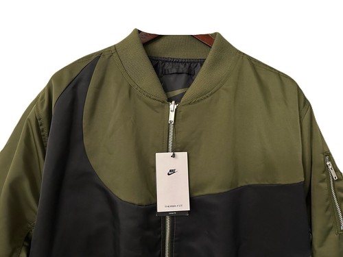 NEW Nike Mens Size XL Therma-Fit Big Swoosh Reversible Jacket Bomber Green Black - Picture 4 of 9