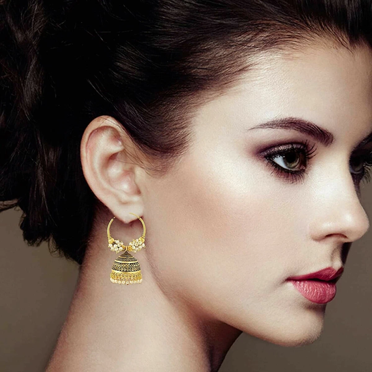 Round jhumka sale earrings