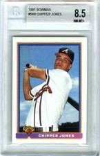 CHIPPER JONES~1991 BOWMAN BGS-8.5 NM/MT+ HOT GRADED ROOKIE RC BASEBALL CARD #569