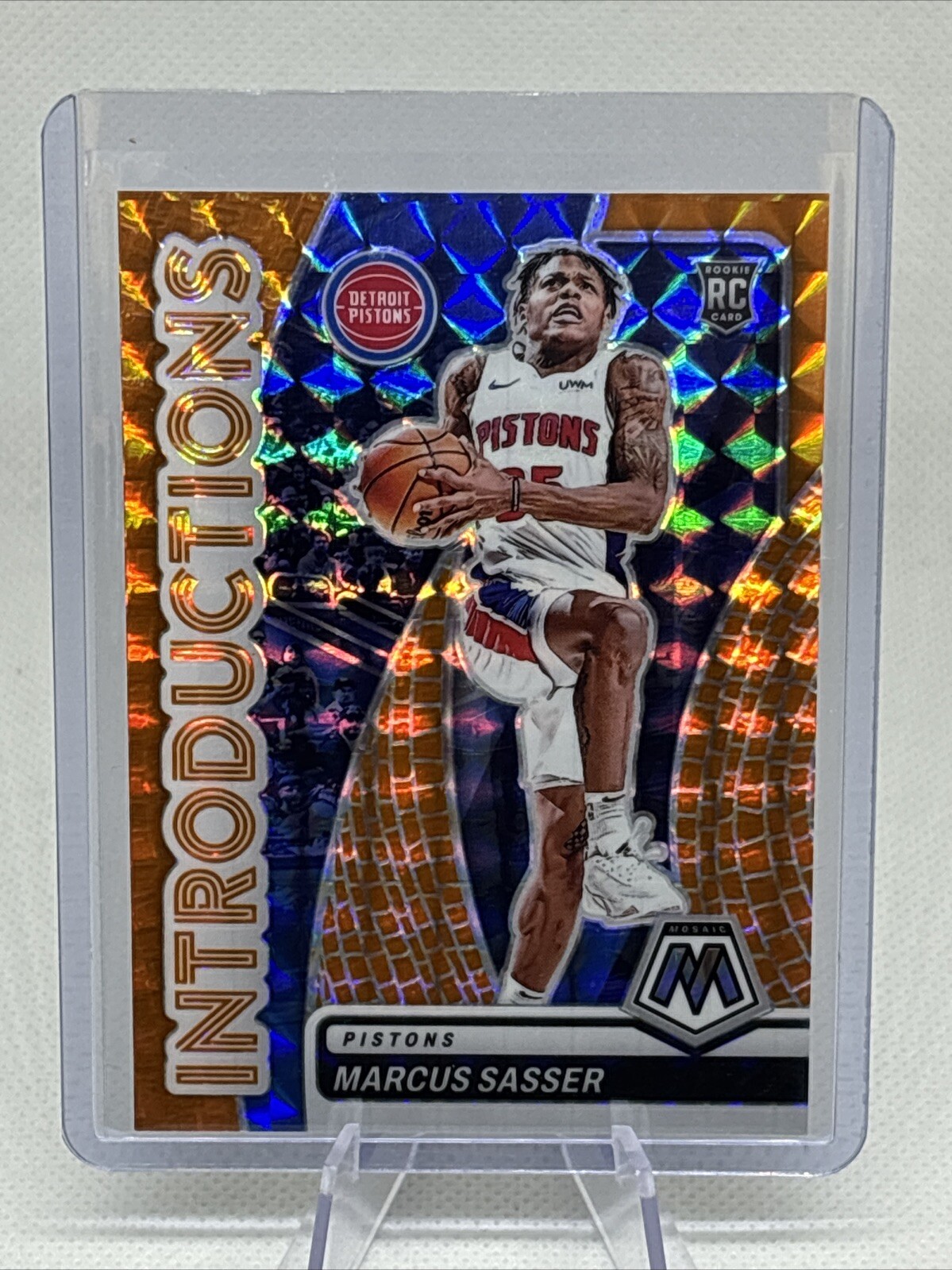 2023-24 Mosaic Introductions Marcus Sasser /49 Orange Mosaic #4 Pistons RC NM+