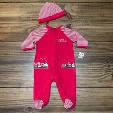 Little Me My First Christmas Train Sleeper  Hat Baby Size 3 Months Red NWT 2pcs