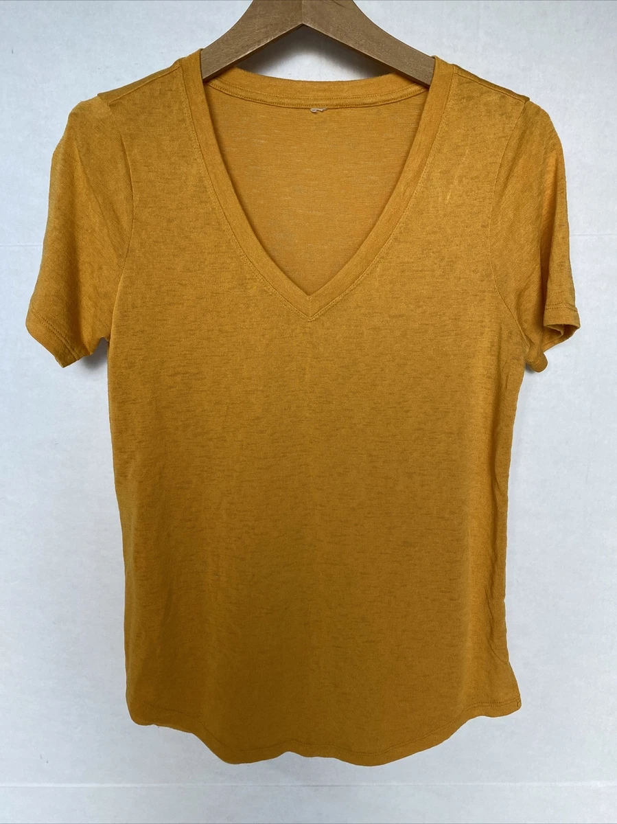yellow vneck tshirt